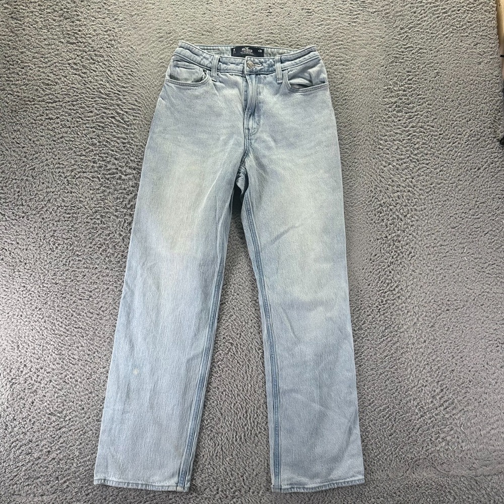 Hollister Jeans Womens 2 Blue Cotton Denim Straight Dad Workwear Stretch